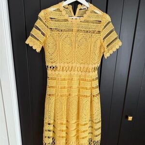 Elegant Yellow Lace Dress